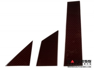 FIAT 500 Pillar Trim Set - Carbon Fiber - Red Candy - 6 pc set